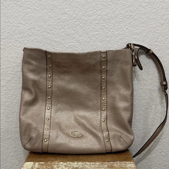 Coach Studded Caviar Kelsey Leather Shoulder Bag - Picture 2 of 8